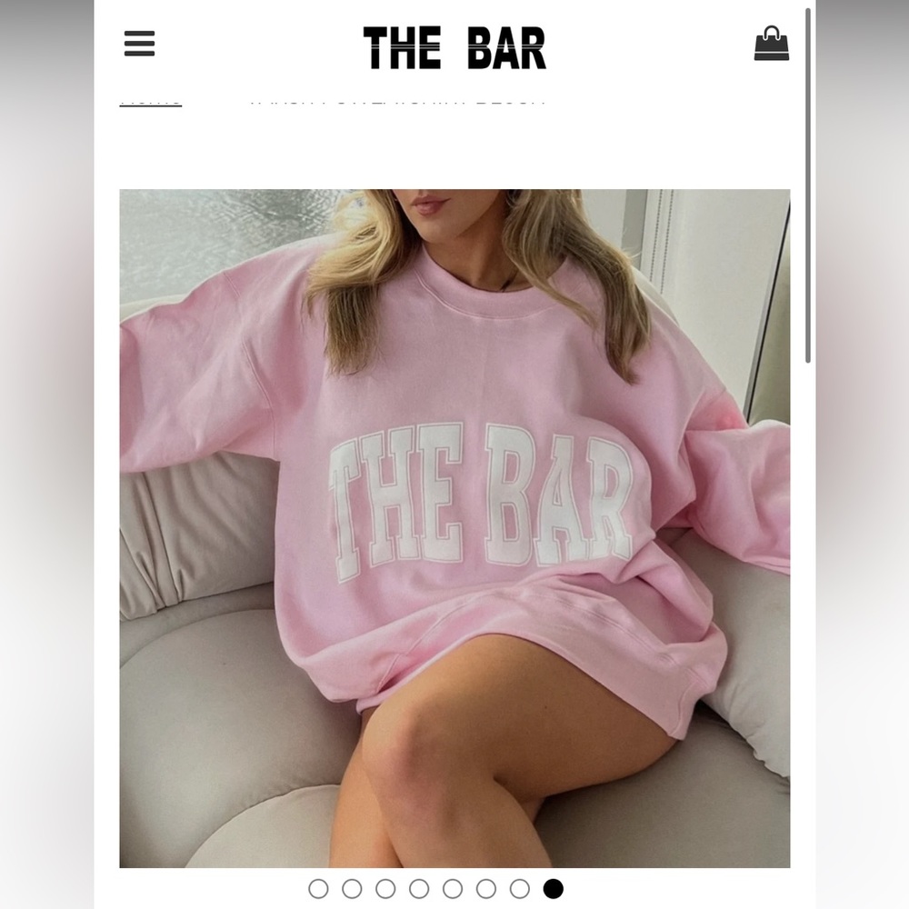 THE BAR VARSITY SWEATSHIRT:Pink&White XL—Oversized-Brand New as seen on Model